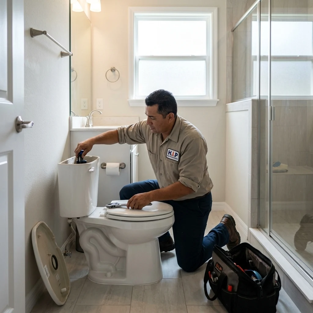 Toilet drain repair in progress at a Watergrass home